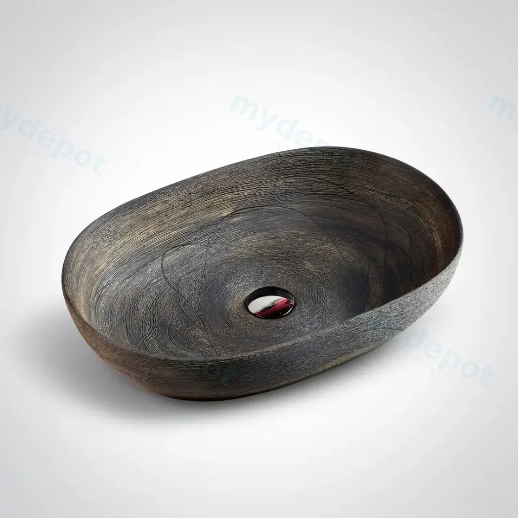 585*400*125mm Oval Natura Oak Above Counter Basin