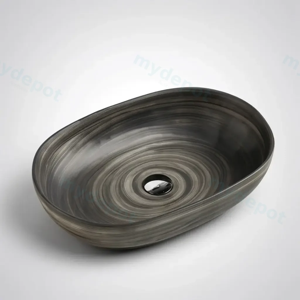 [50062] 585*400*125mm Oval Tornado Black  Above Counter Basin