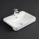 585*460*170mm Gloss White Kliff Fine Ceramic Semi Ress Basin Tap Hole Overflow,32mm Waste