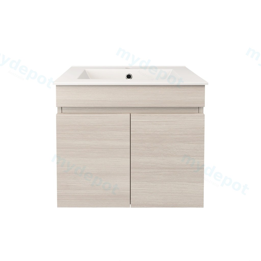 [56542] 590X370X500mm Camden Modern Wall Hung Cabinet Coastal Oak,Soft Closing Finger Pull Doors