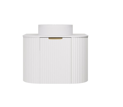 [56517] 590X455X400mm Matte White Agena Modern Fluted Wall Hung Vanity PVC Cabinet