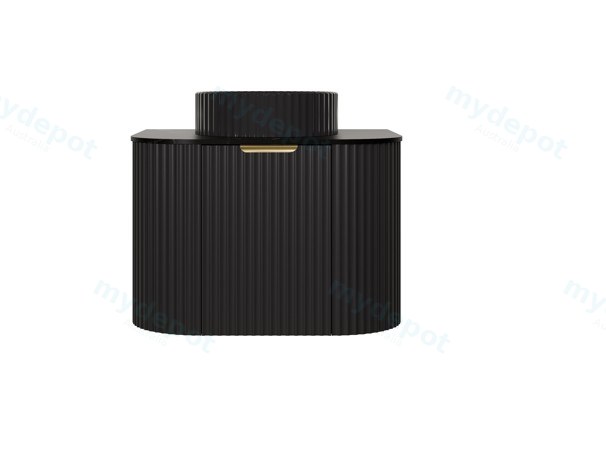 [56535] 590X455X470mm Matte Black Agena Modern Fluted Wall Hung Vanity PVC Cabinet