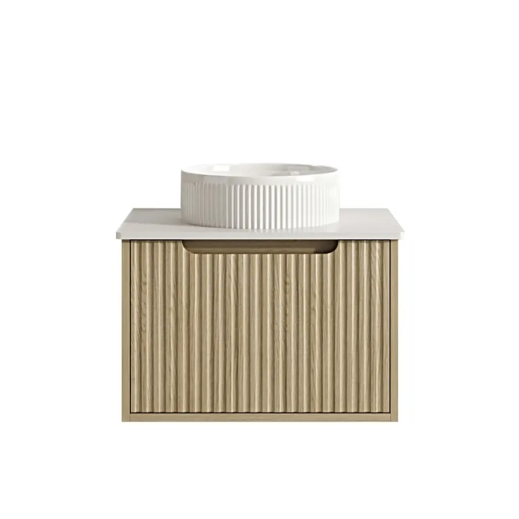 590x455x390 Natural Oak Premium Straight Edge Wall Hung vanity