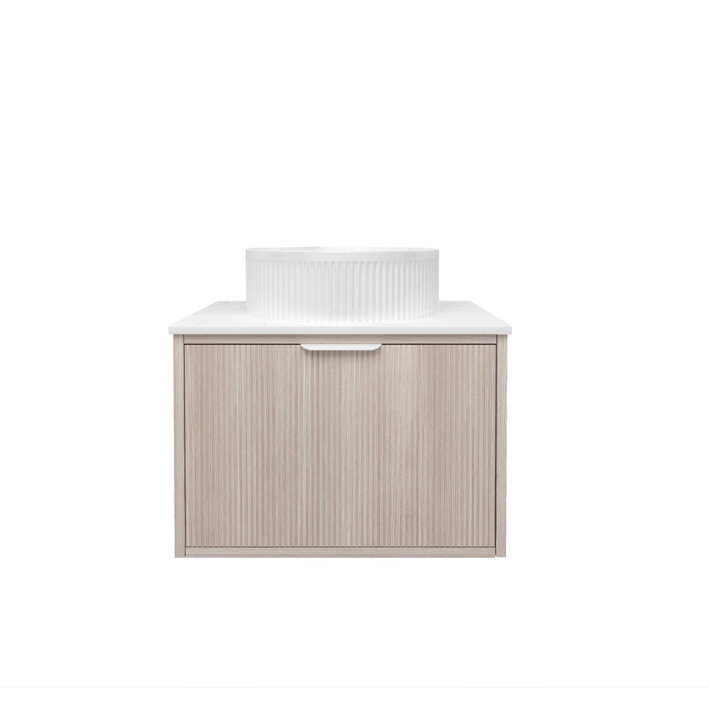 [56653] 590x455x400mm Kliff Fluted Wood Grain Vanity Coastal Oak Soft Closing Drawer Pull Out With Handle