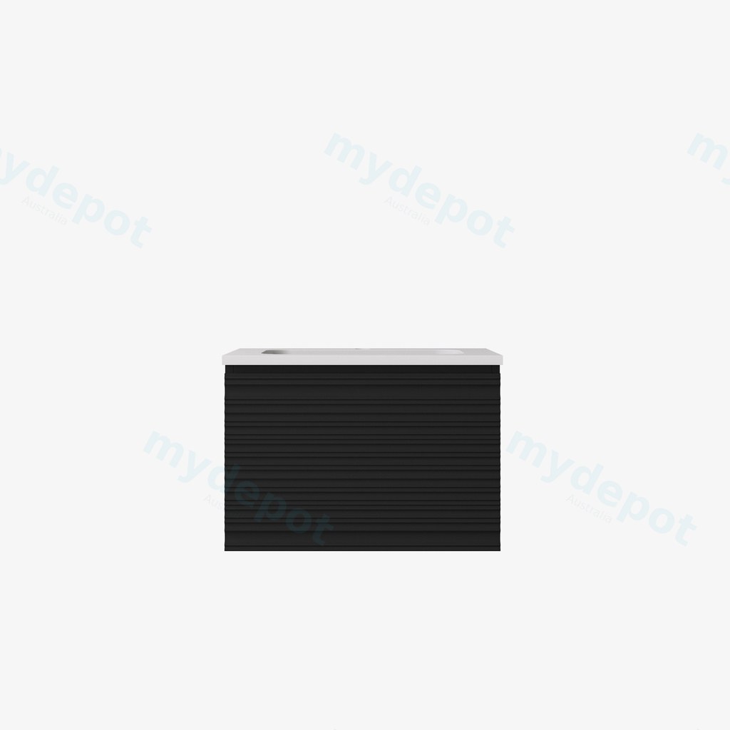 [56643] 590x455x400mm Matte Black Sedona Modern Fluted Wall Hung PVC Cabinet