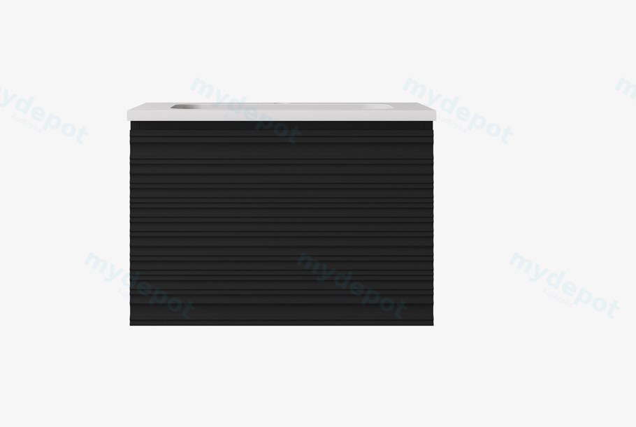 [56608] 590x455x480mm Matte Black Crete Modern Fluted Wall Hung Vanity PVC Cabinet