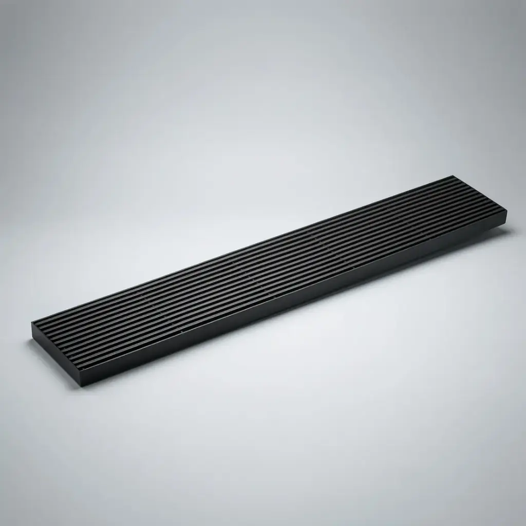 [55712] 600*100*21mm Electroplated Gun metal Grills Drain Centre Outlet 80mm