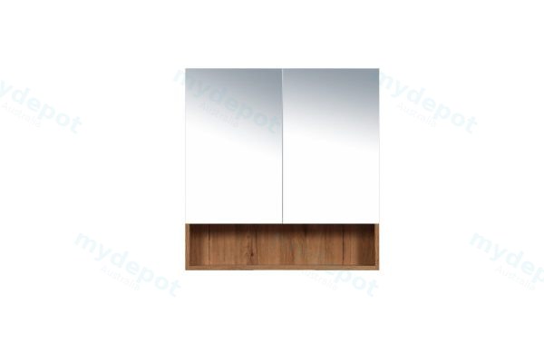600*150*780mm Canyon Oak Wall Hung Woodgrain Mirror Cabinet Two Doors