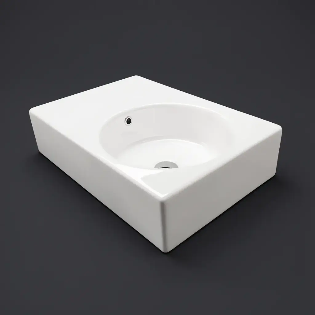 [43715] 600x425x168mm Gloss White Art Round Wall Hung Left Hand Side Basin