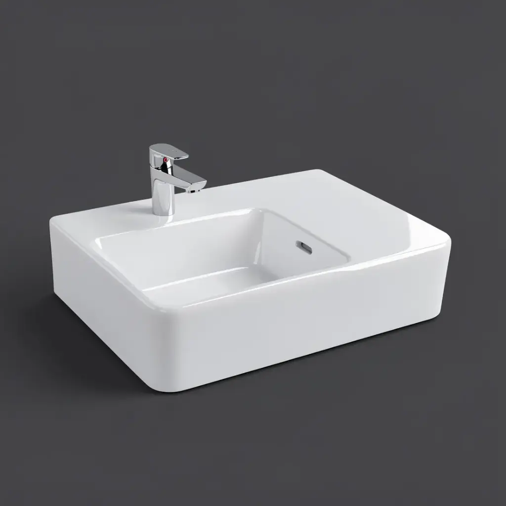 [43713] 600x425x168mm Gloss White Art Wall Hung Left Hand Side Basin
