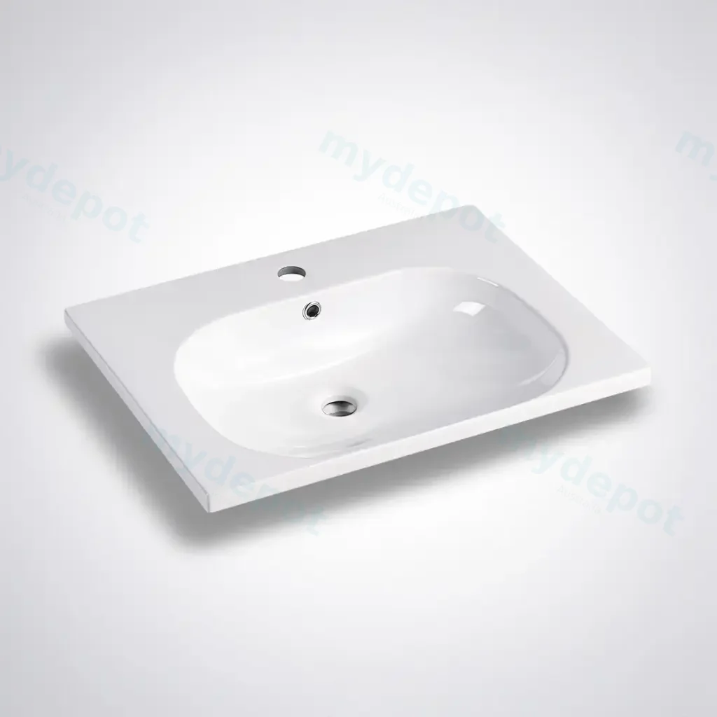 [90164/OT-600] 600mm Moon Basin Round Bowl Gloss White Ceramic Top