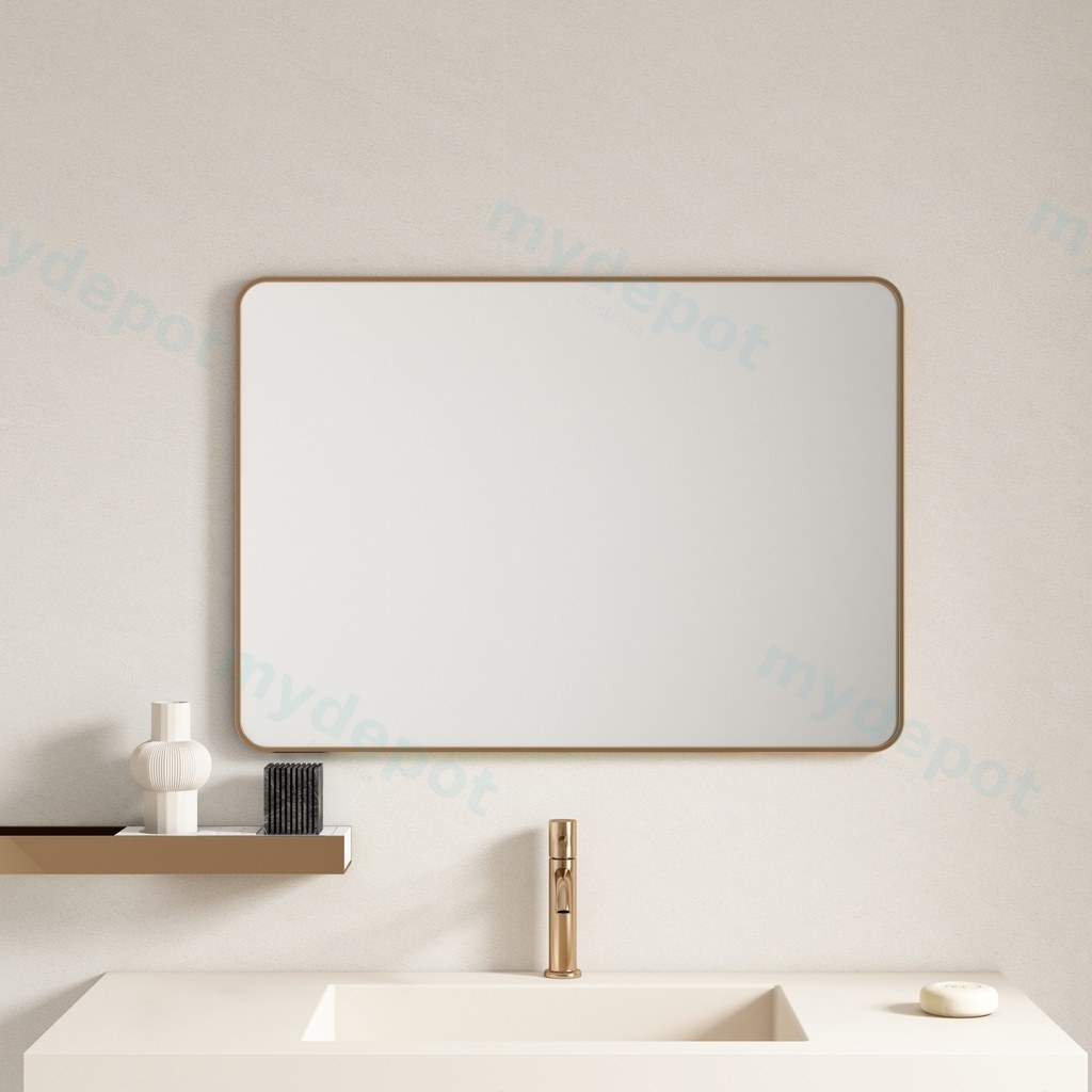 600*750*30mm Brushed Golden Aluminum Framed Rectangular Mirror