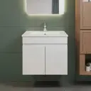 600mm Narrow Gloss White MDF 2 Doors Wall Hung Bathroom Vanity Cabinet Only