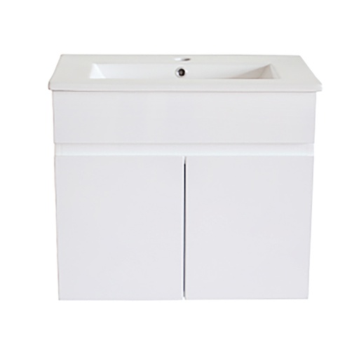 [92001/PVC63W] 600Lx500Hx350Dmm Gloss White 2PAC PVC 2/DR Wall Hung Vanity