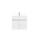 600Lx500Hx350Dmm Gloss White 2PAC PVC 2/DR Wall Hung Vanity