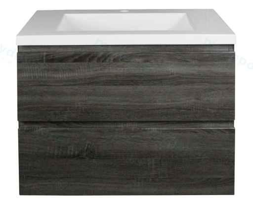 [93006/Q6046DG] 600mm Dark Grey MDF 2 Drawers Wall Hung Bathroom Vanity Cabinet Only