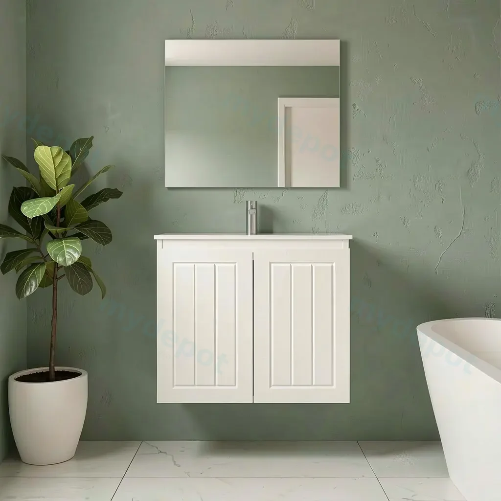 [91085/AM64W-MW] 600mm Amber Matte White MDF 2 Doors Wall Hung Bathroom Vanity Cabinet Only