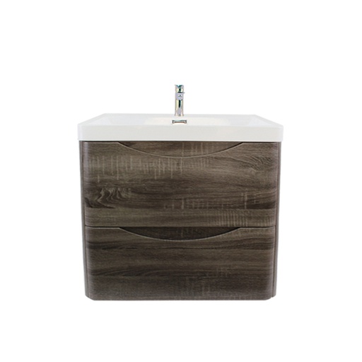 [93234/OW600DG] 600Lx550Hx460Dmm Dark Grey MDF Board with PVC Vacuum Filmed 2/DW Curved Wall Hung Vanity