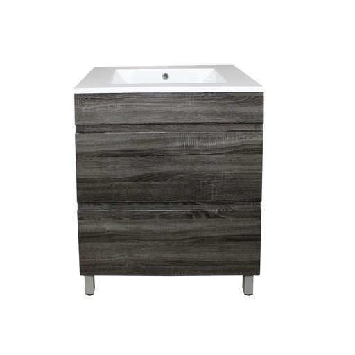 [93034/DG6046L] 600Lx830Hx450Dmm Dark Grey MDF Board with PVC Vacuum Filmed 2/DW Freestanding Vanity