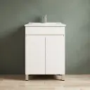 600mm Gloss White MDF 2 Doors Freestanding Bathroom Vanity Cabinet Only