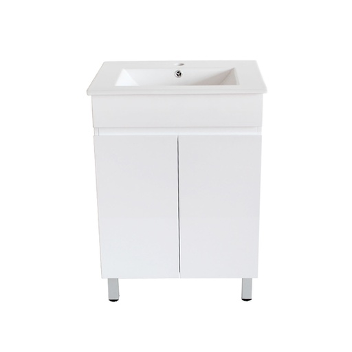 [92004/PVC64L] 600Lx830Hx450Dmm Gloss White 2PAC PVC 2/DR Freestanding Vanity