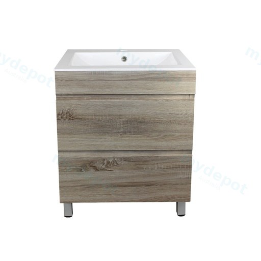 [93033/WO6046L] 600mm White Oak MDF 2 Drawers Freestanding Bathroom Vanity Cabinet Only