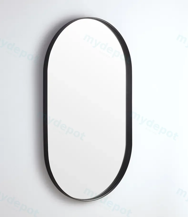 600X1500X35mm Matte Black Ellips Frame Mirror