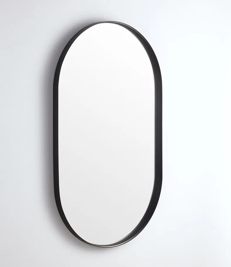 [55910] 600X1500X35mm Matte Black Ellips Frame Mirror