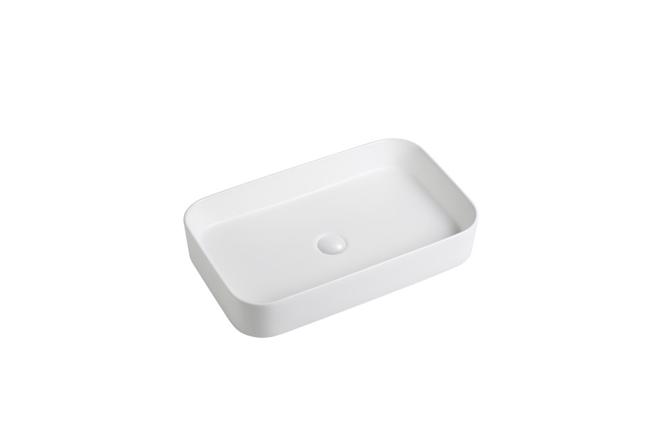 [55457] 605*375*113mm Matte White Kliff Fine Ceramic Above Counter Basin No Overflow,32mm Waste