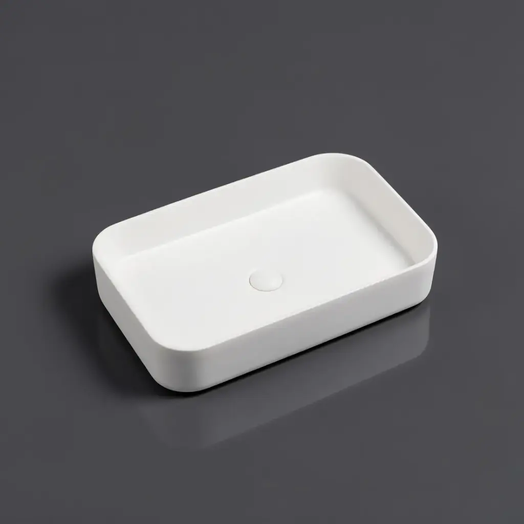 605*375*113mm Matte White Kliff Fine Ceramic Above Counter Basin No Overflow,32mm Waste