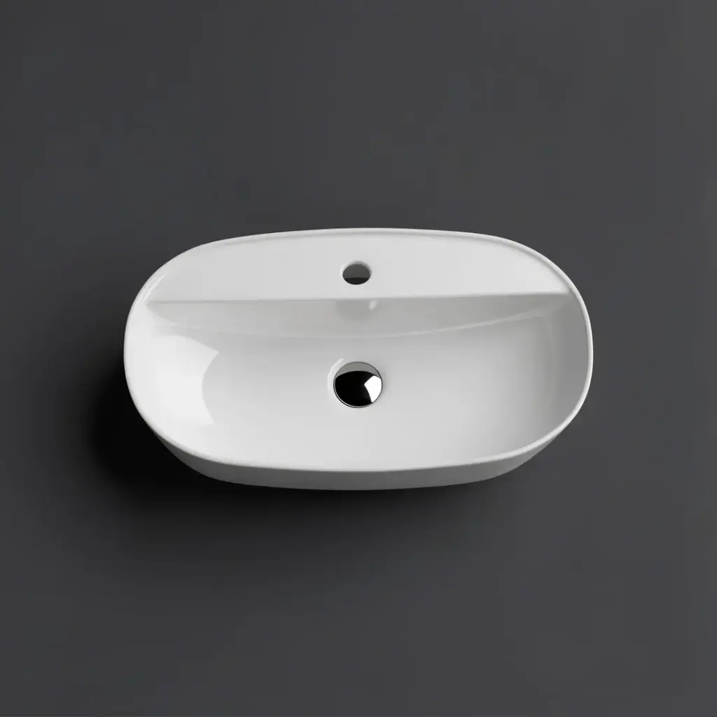 605*385*120mm Above Counter Oval Basin With Mixer Hole
