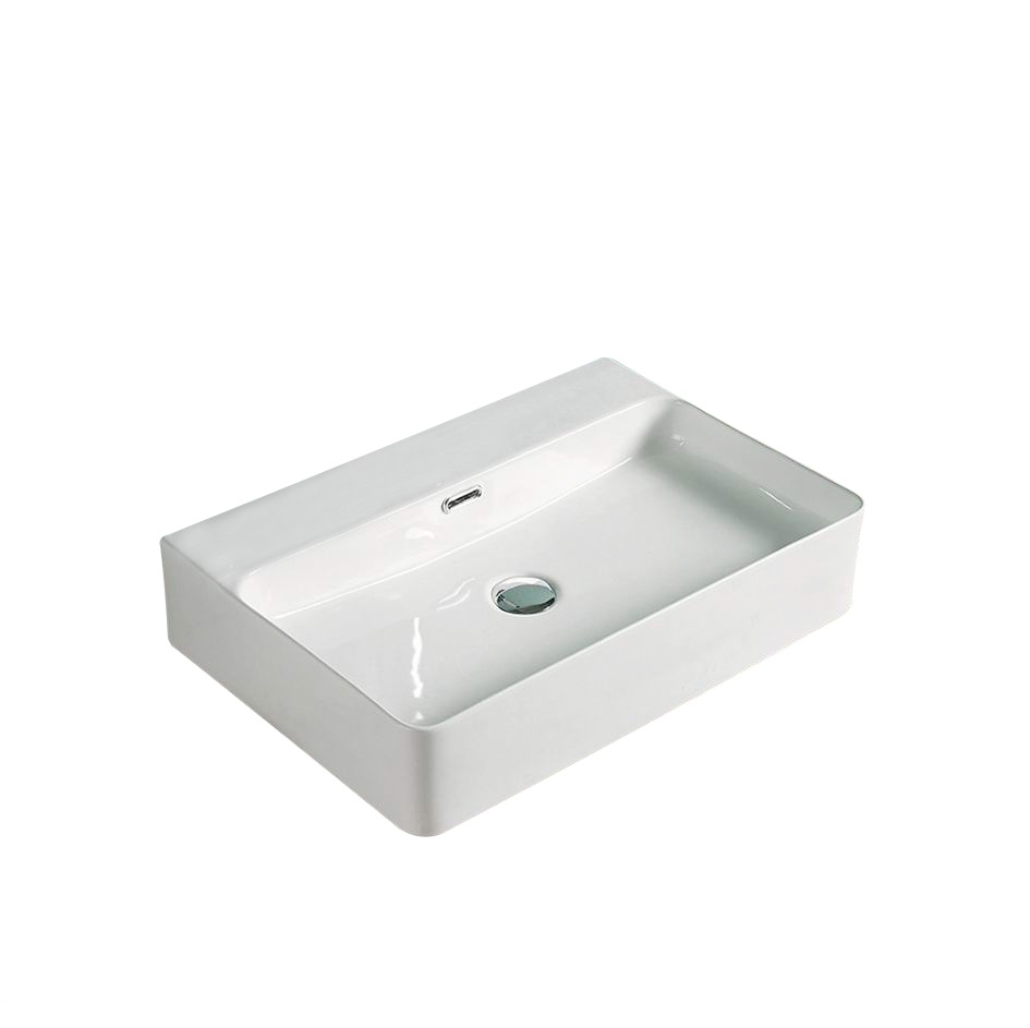 605*425*130mm Gloss White Kliff Fine Ceramic Wall Hung/Above Counter Basin Tap Hole With Overflow,32mm Waste,No Tap Hole