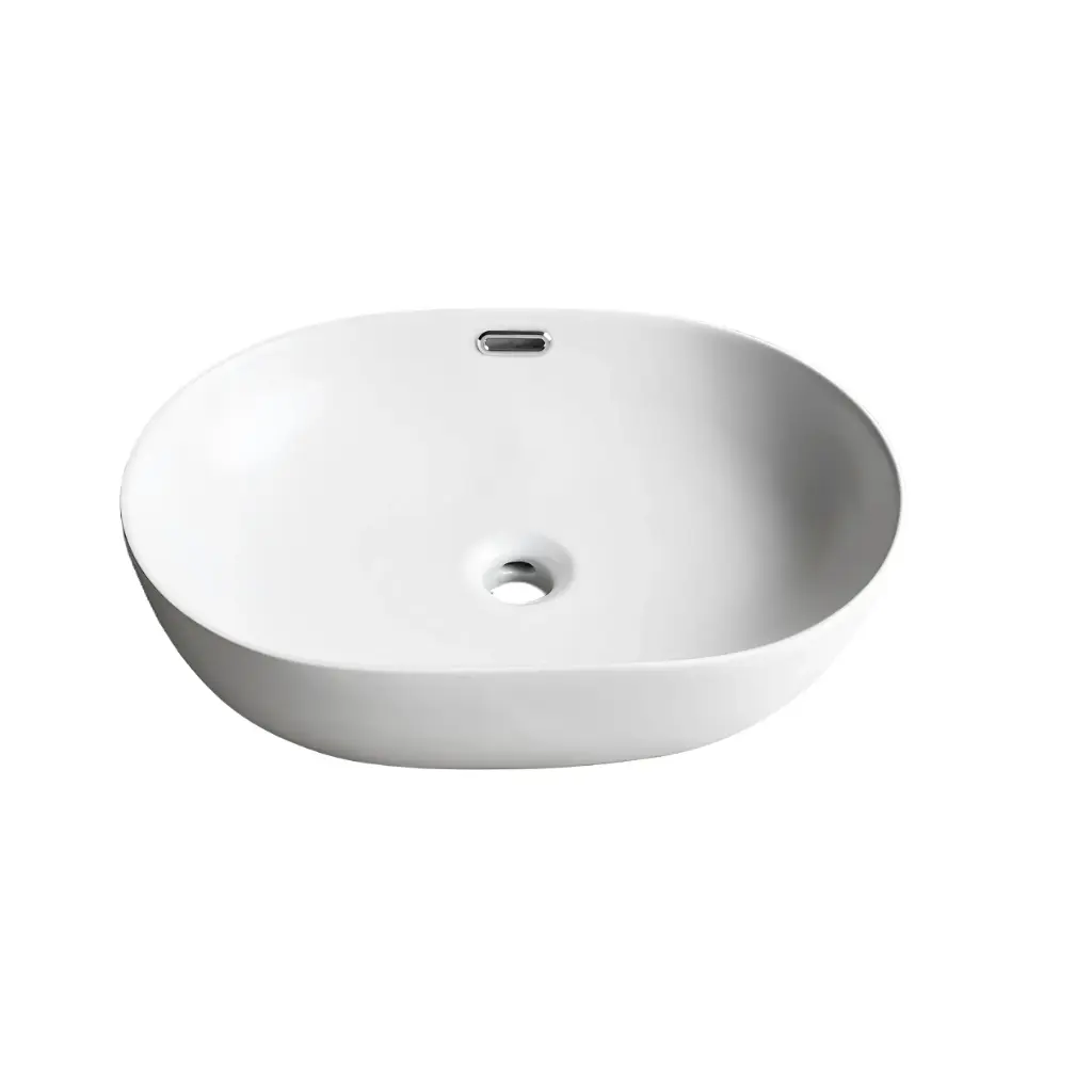 610*420*155mm Matte White Ellips Fine Ceramic Above Counter Basins Overflow,32mm Waste