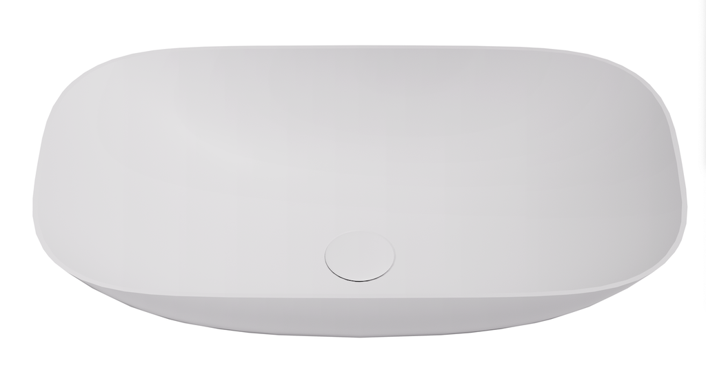 630*360*150mm Matt White Perry Solid Surface Stone Above Counter Basin 32mm Waste