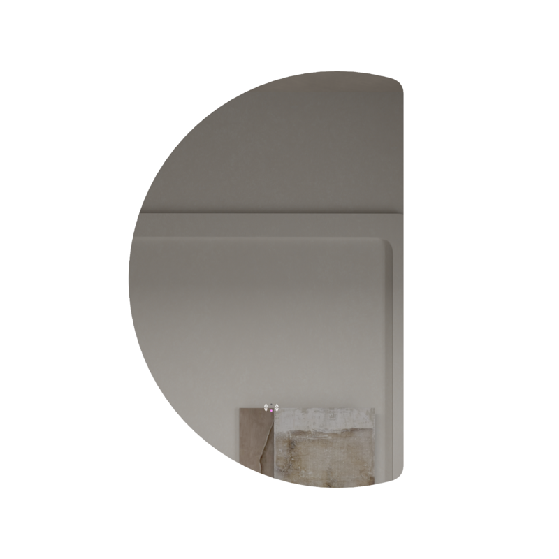 665x1000mm Half-Moon 3 Color Backlit LED Mirror with Touchless Sensor Switch, Flat Right Side