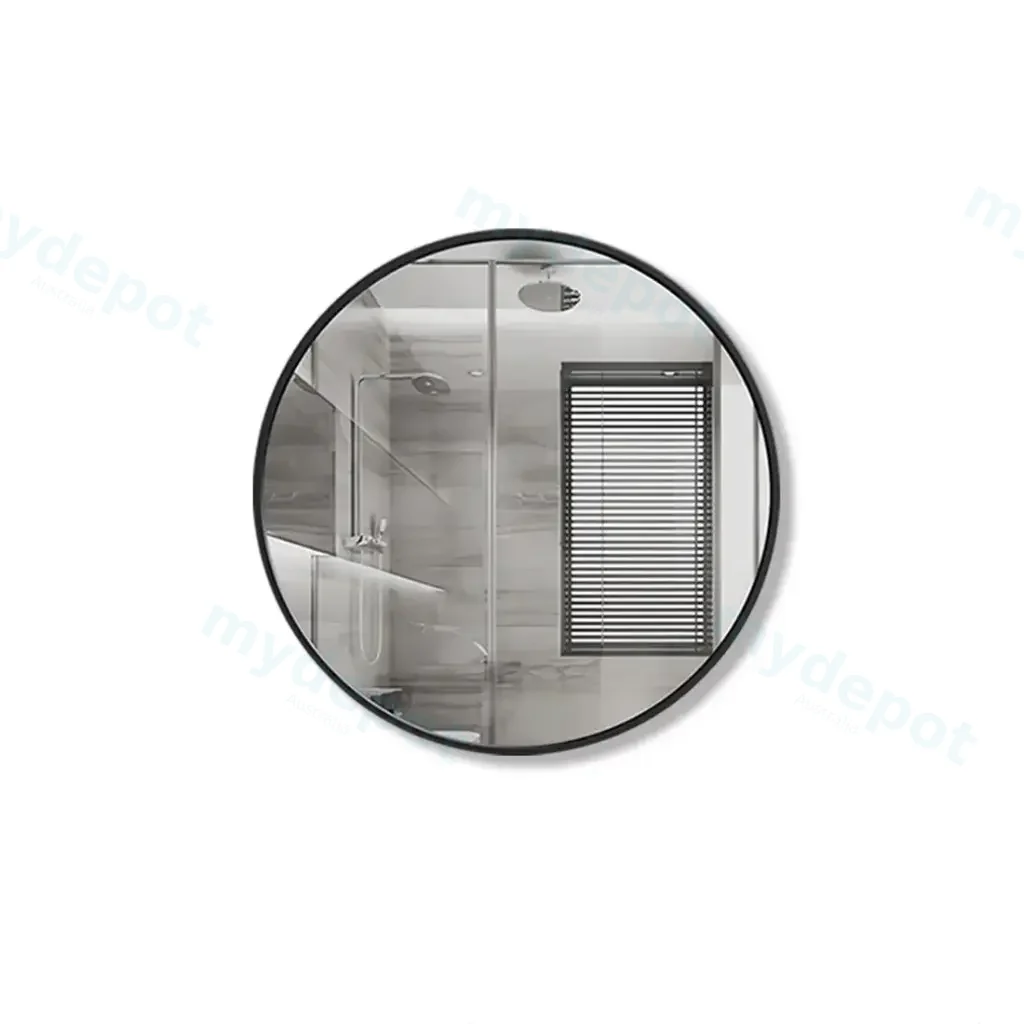 [85018/PM700MB] 700mm Pencil Edge Round Plain Mirror Matte Black Framed