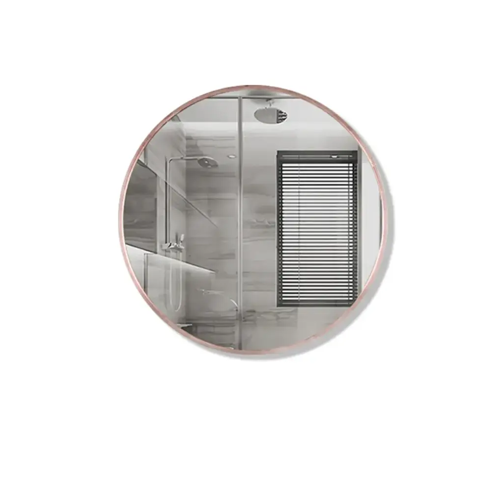 700*700MM PENCIL EDGE ROUND PLAIN MIRROR ROSE GOLD FRAMED