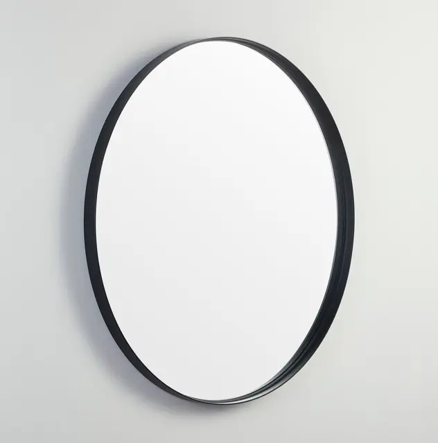 [55896] 700X700X35mm Matte Black Orbis Frame Mirror