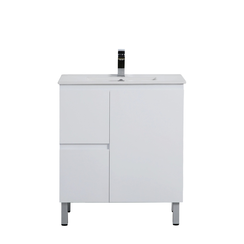 740*355*860mm Ensuite Gloss White Alpha Ensuite Free Standing PVC Vanity,Left Hand Drawers