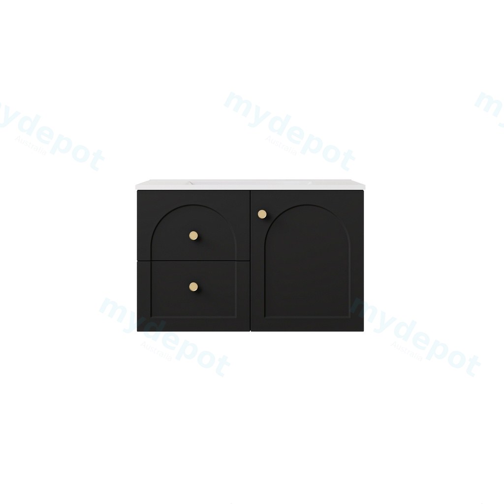 [56791] 740*455*470mm Matte Black Chester Federation Wall Hung PVC Cabinet,Left Hand Drawers