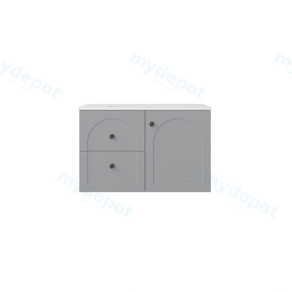 [56793] 740*455*470mm Matte Grey Chester Federation Wall Hung PVC Cabinet,Left Hand Drawers