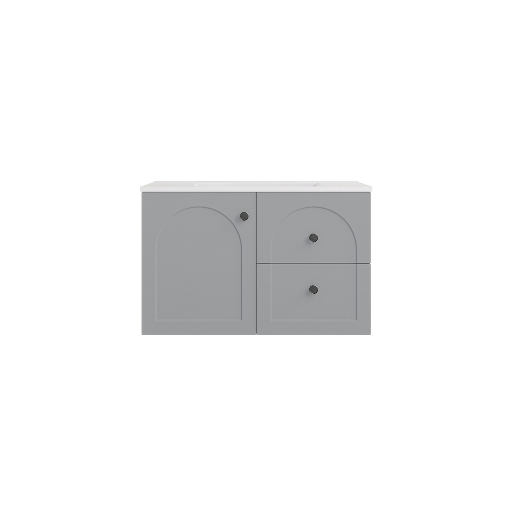 740*455*470mm Matte Grey Chester Federation Wall Hung PVC Cabinet,Right Hand Drawers