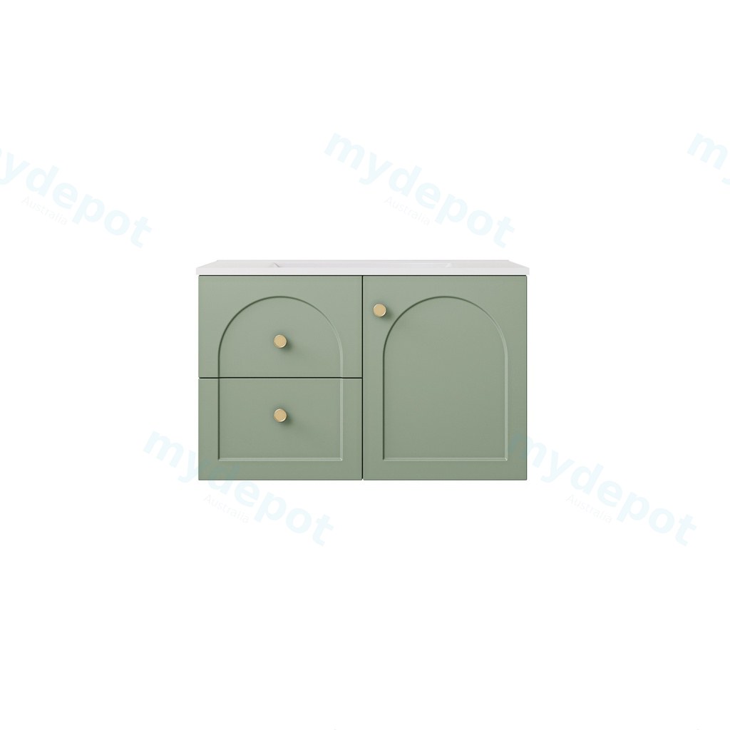 [56795] 740*455*470mm Olive Green Chester Federation Wall Hung PVC Cabinet,Left Hand Drawers