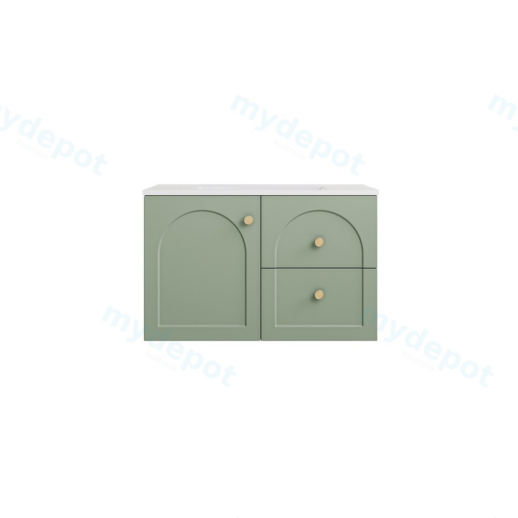[56796] 740*455*470mm Olive Green Chester Federation Wall Hung PVC Cabinet,Right Hand Drawers