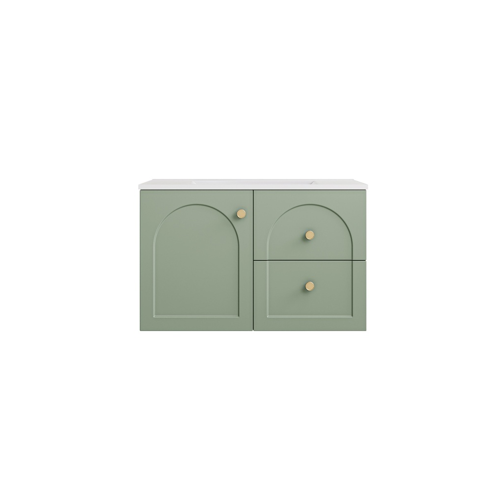 [56796] 740*455*470mm Olive Green Chester Federation Wall Hung PVC Cabinet,Right Hand Drawers