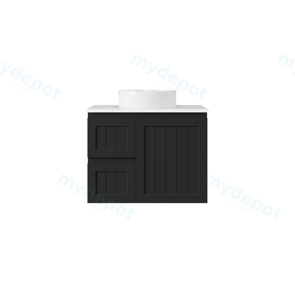 [56751] 740*455*560mm Matte Black Archill Federation Wall Hung Ensuite PVC Cabinet Left Hand Drawer