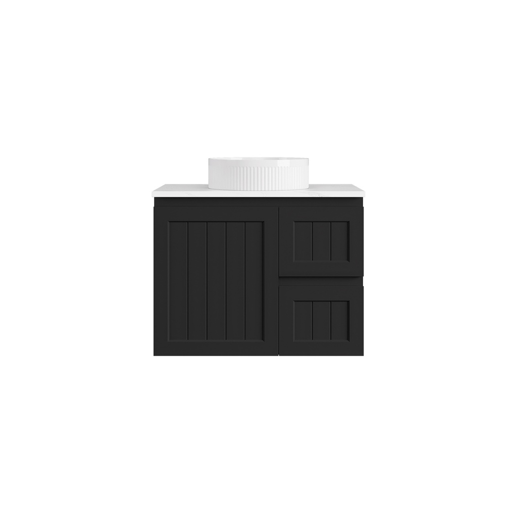 740*455*560mm Matte Black Archill Federation Wall Hung Ensuite PVC Cabinet Right Hand Drawer