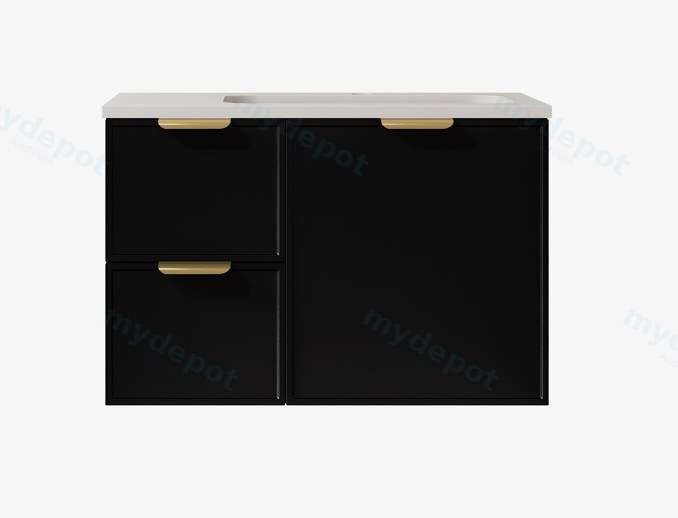 [56460] 740*455*560mm Matte Black Madura Federation Wall Hung PVC Cabinet,Left Hand Drawers