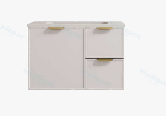 [56454] 740*455*560mm Matte White Madura Federation Wall Hung PVC Cabinet,Right Hand Drawers