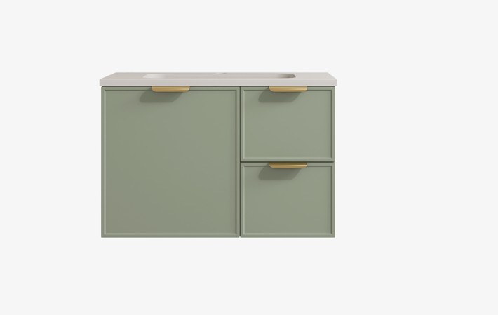 740*455*560mm Olive Green Madura Federation Wall Hung PVC Cabinet,Right Hand Drawers